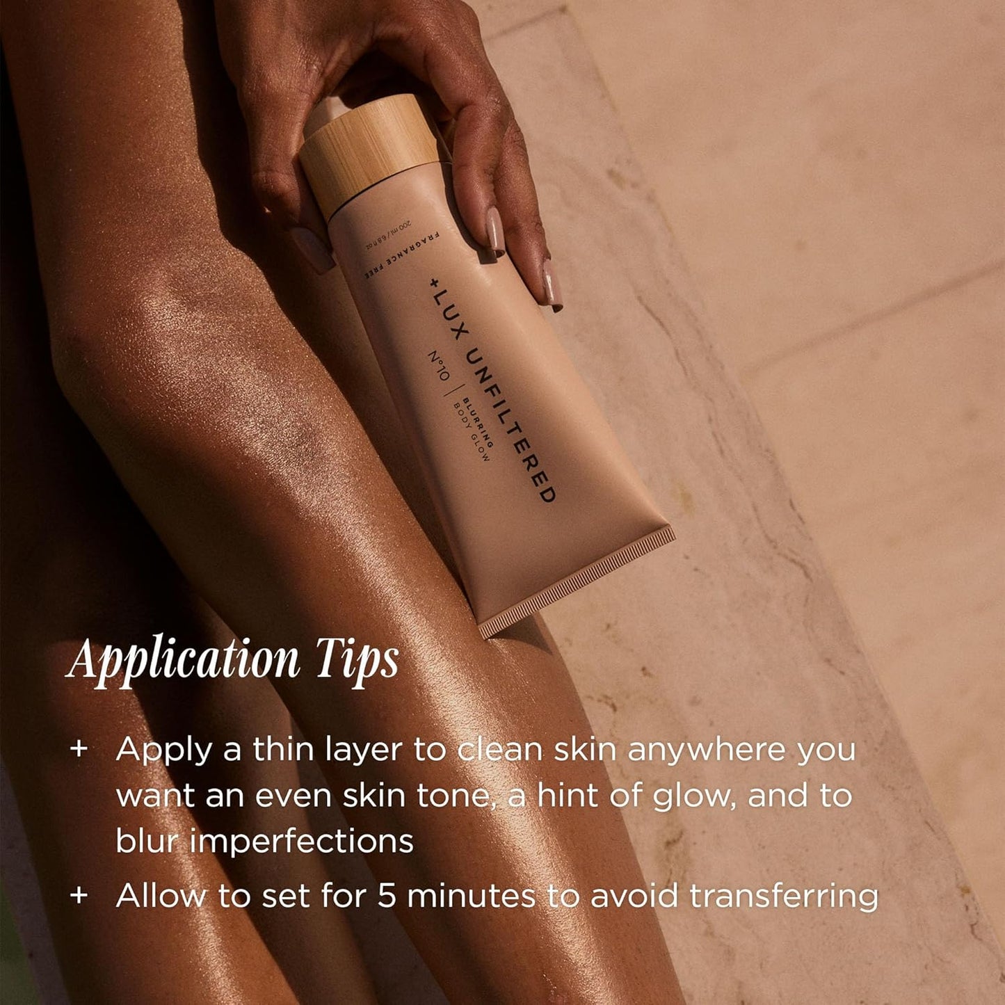 + Lux Unfiltered N°10 Blurring Body Glow Lotion - Instant Body Shimmer Lotion that Blurs Imperfections and Hydrates with Shea Butter, Squalane & Vitamin C - Vegan, Cruelty Free, Fragrance Free