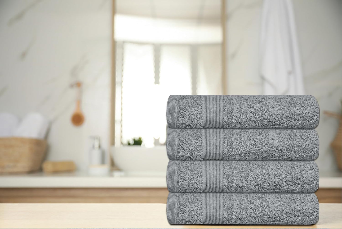 Premium Hand Towels Pack of 6 (16" x 30”) 100% Combed Ring Spun Cotton | Highly Absorbent Hand Towels Set | Ultra Soft for Home, Gym & Spa (Silver Grey)