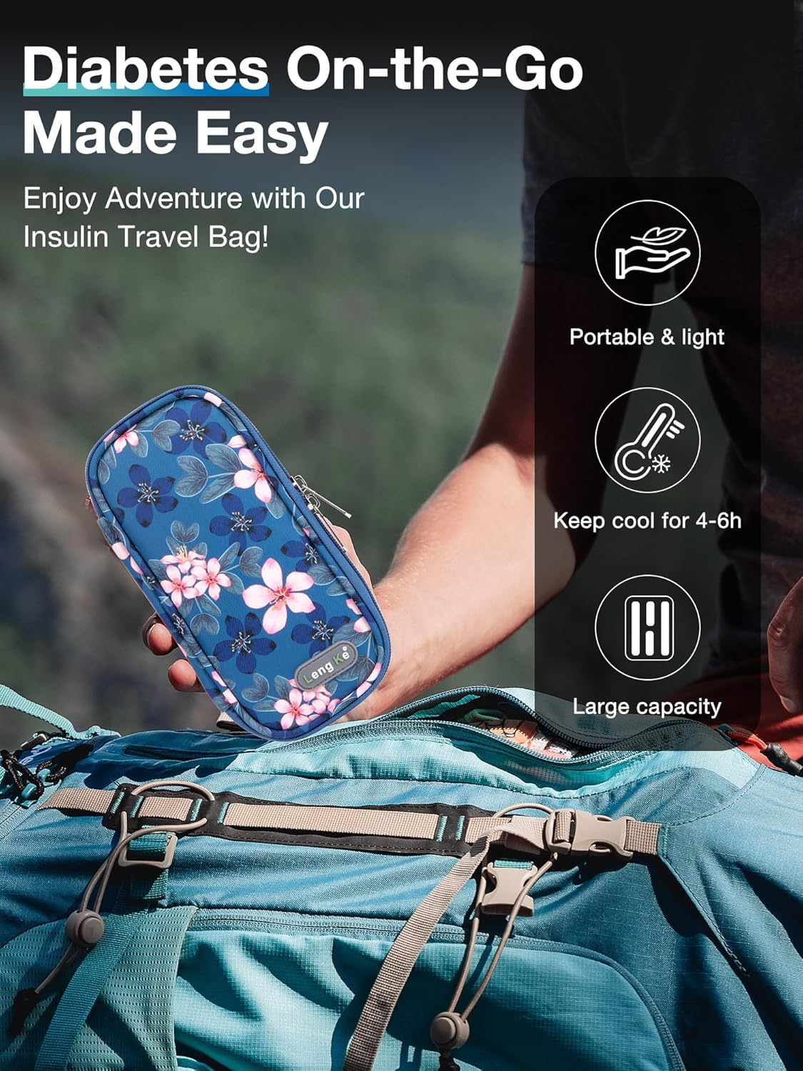 Insulin Cooler Travel Case - TSA Approved for Insulin Pen and Supplies, Medication Cooler for Daily Life (Magnolia)