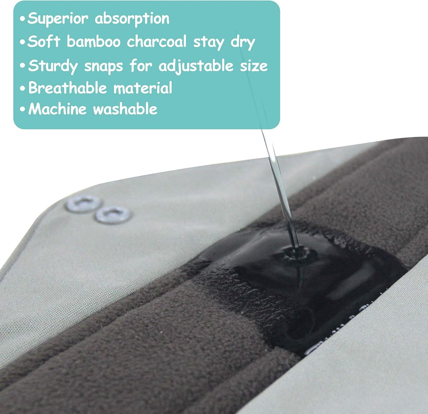 Leekalos Reusable Menstrual Pads - Bamboo Menstrual Cloth Pads | Light Incontinence Pads | Reusable Sanitary Pads - Pack of 6, 1 Cloth Mini Wet Bag