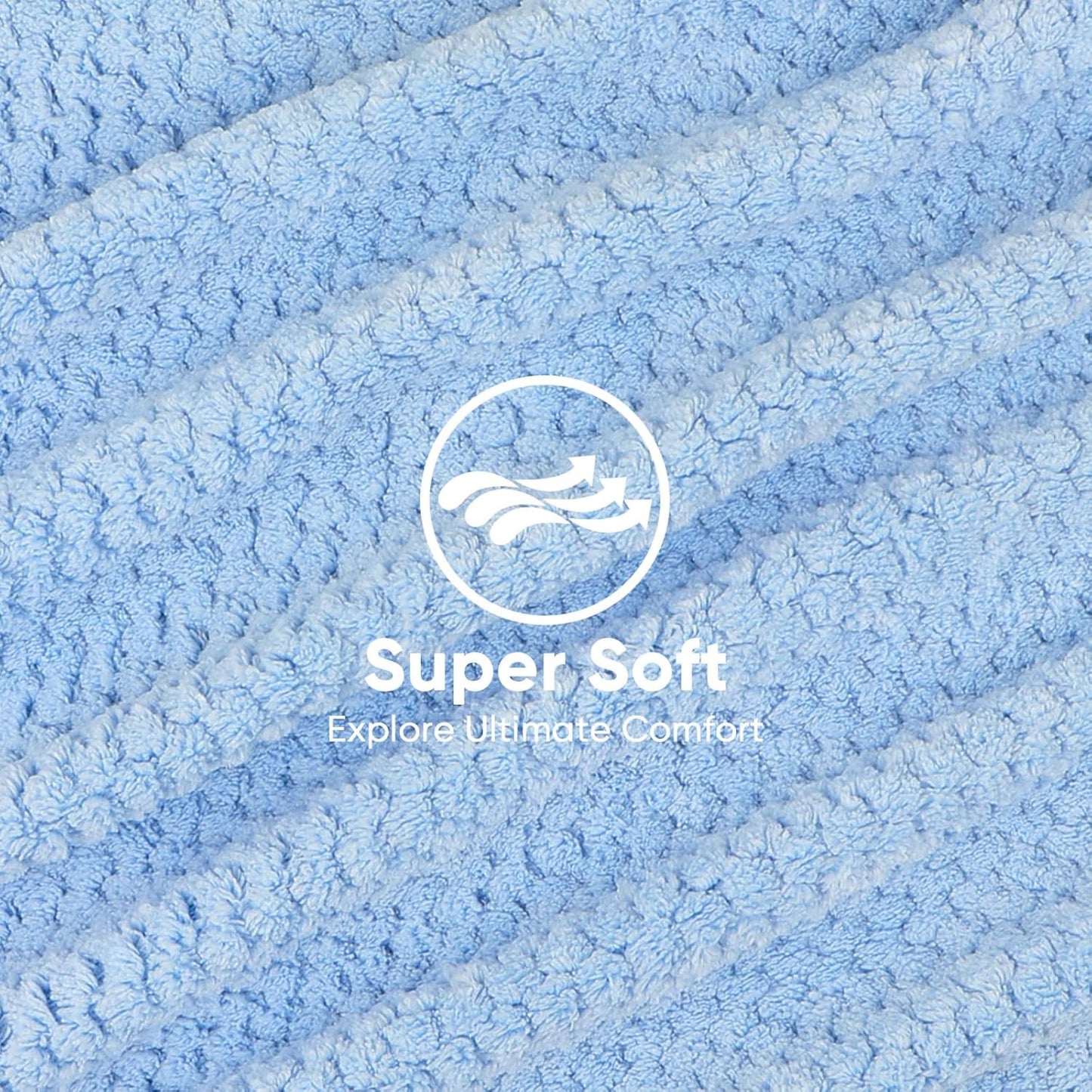 HOMEXCEL 5 Pack Microfiber Hair Towels - 40 x 20 inches Super Soft, Fast Drying Turbans for Long, Thick, Curly Hair - Anti Frizz Wrap with Elastic Strap, Blue/Pink/Grey