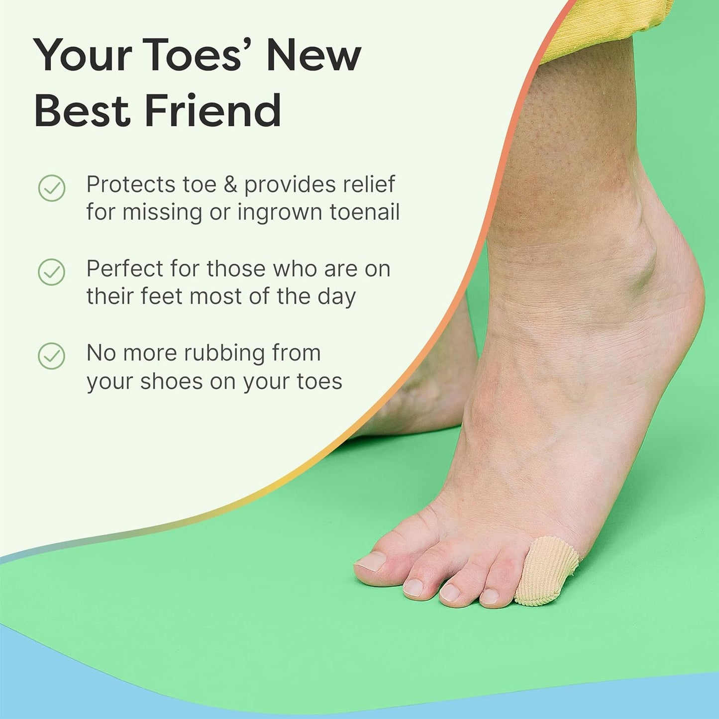 ZenToes Fabric Toe Protectors | Promotes Skin Hydration & Blister Prevention | Medical-Grade Gel Lining | Washable & Reusable Corn, Callus & Ingrown Toenail Relief Between Toes | Large, 5-Pack