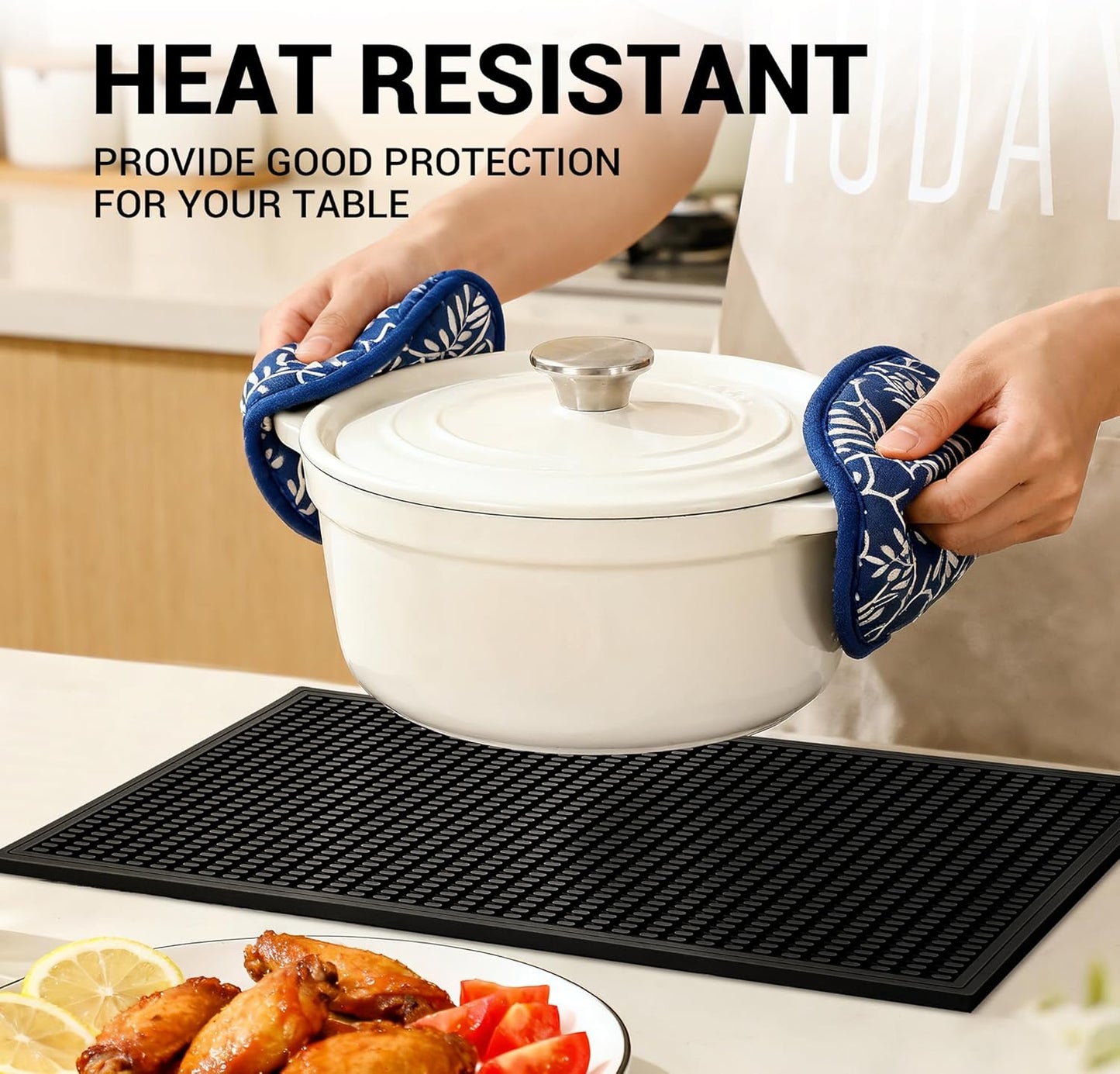 dish drying mat - 18" x 12" Black silicone drying mat , kitchen counter dish drying mats,rubber dish drying mat, Applies to bar mat、coffee mat