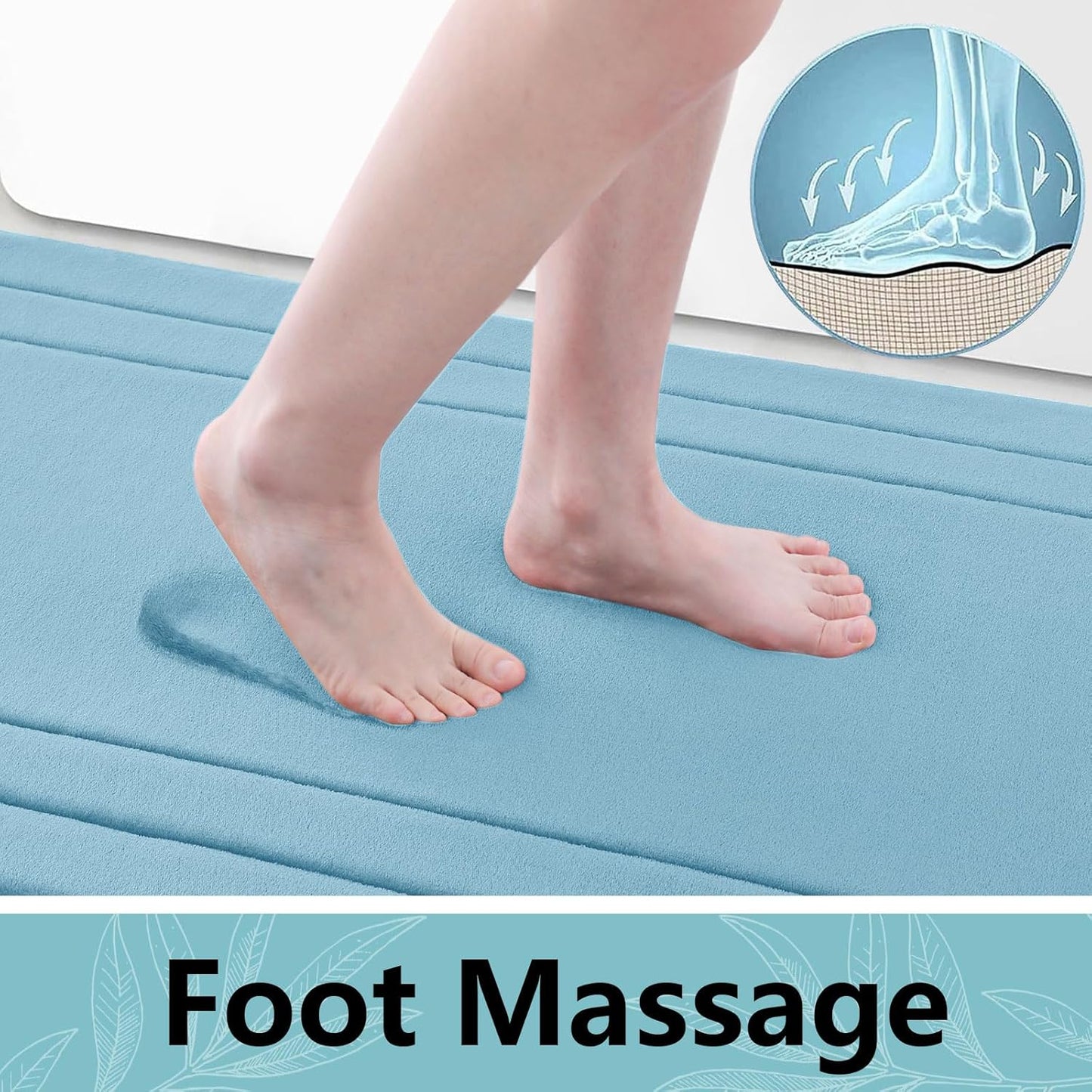 Arotive Memory Foam Bathroom Rug Mat 30x20, Ultra Soft and Absorbent Bath Mat, Machine Wash Dry, Comfortable Bath Rug Carpet for Bathroom Floor, Tub and Shower, Blue