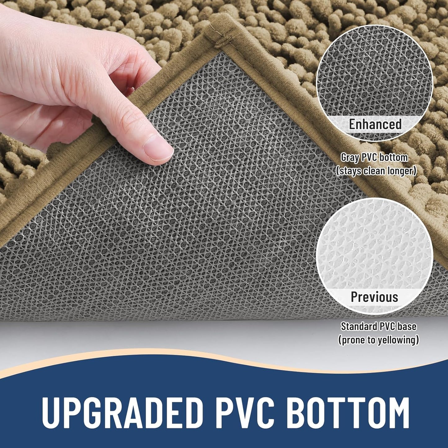 Arotive Luxury Round Chenille Bathroom Rug Mat, Extra Soft Thick Absorbent Shaggy Bath Rugs, Non-Slip Machine Wash Dry Plush Bath Mats for Bathroom, Shower and Tub, 24x24, Camel