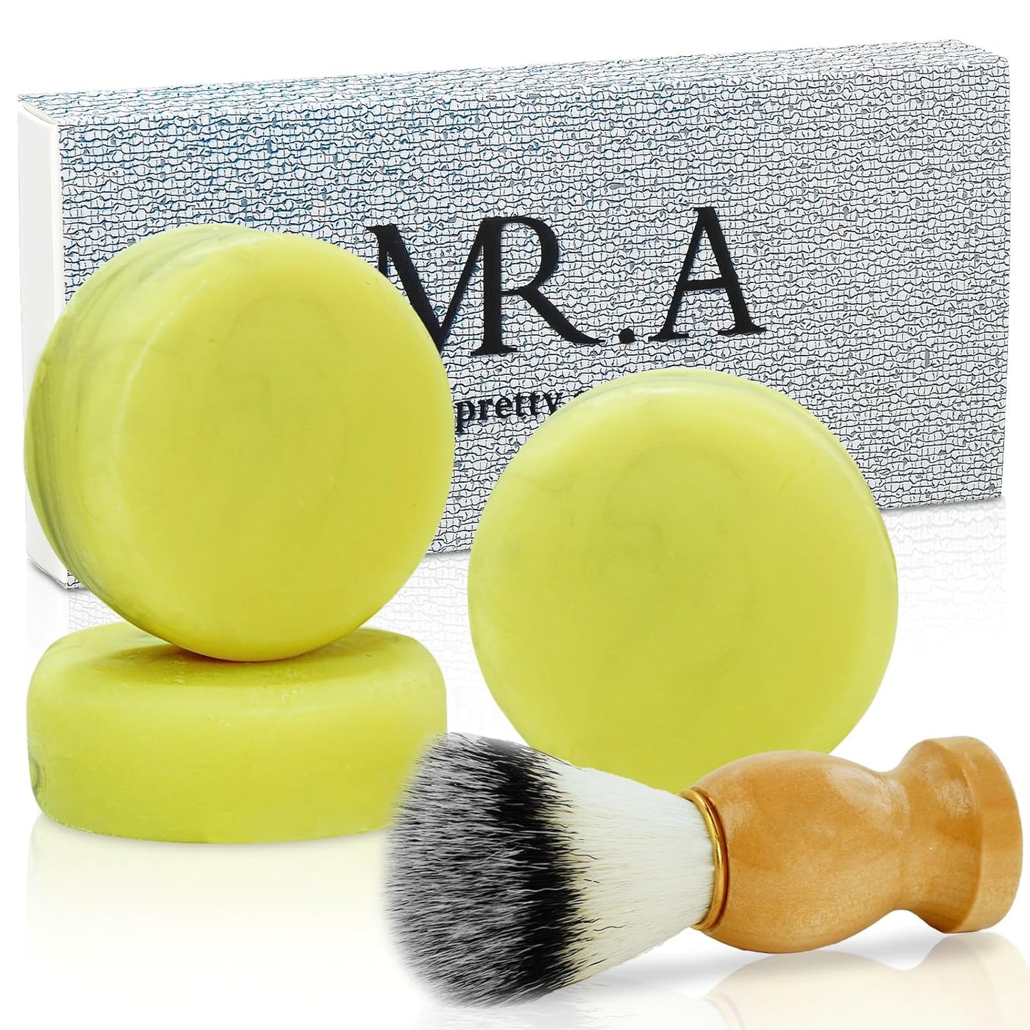 3Pack Shaving Soap for Men, Shaving Soaps Puck for Sensitive Skin, Unscented Shave Soap Bar, Rich Lasting Lather, Light Natural Scent