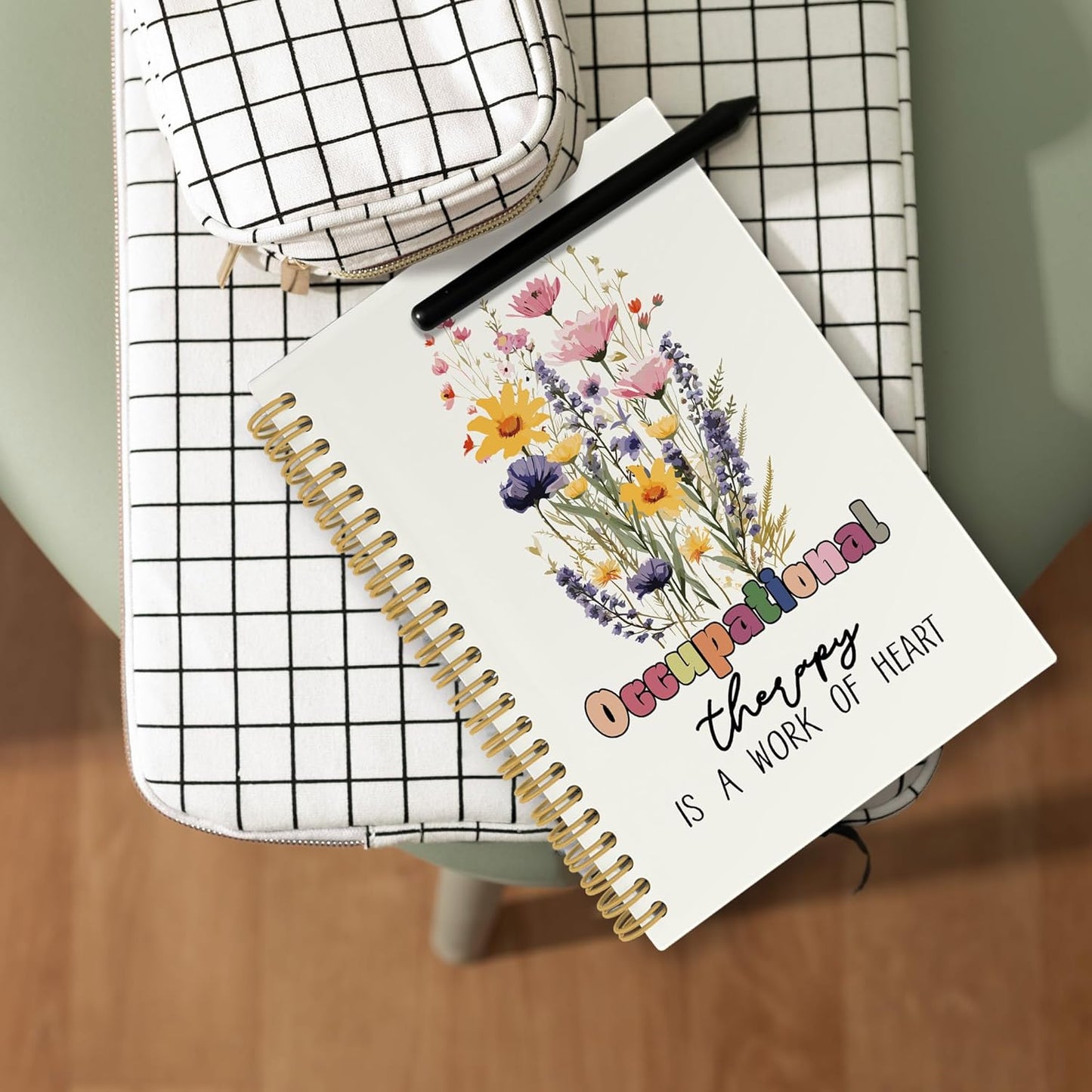 CUANFDDSF Occupational Therapy Gifts Notebook, Floral Therapy Journal Notebooks for Women, Occupational Therapist OT Gifts for Women,Writing Pads，Hardcover Spiral Notebook 5.5x8.3 Inch