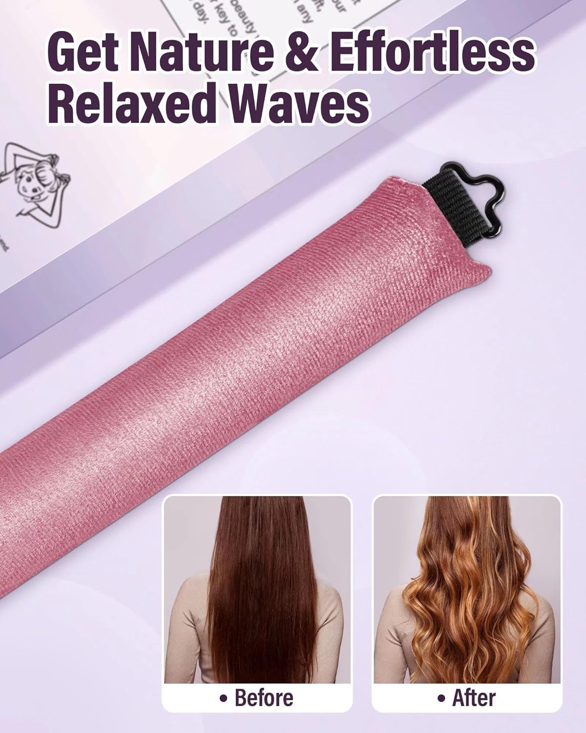 Heatless Hair Curler Overnight Curls-3 Pcs No Heat Curling Blowout Rod to Sleep In,Hair Rollers with Satin Scarf