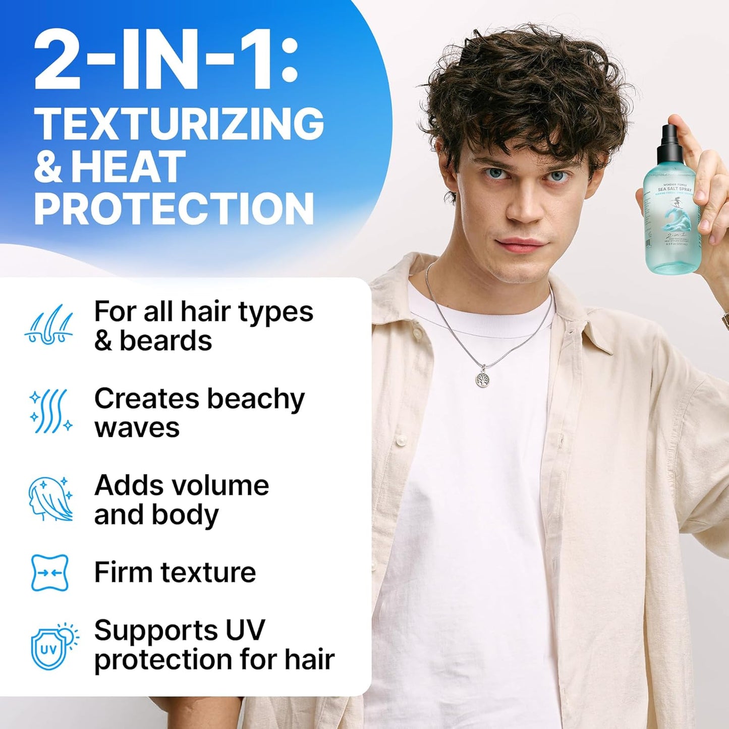 Sea Salt Spray – Wave Activator & Texture Spray for Hair Volume – Texturizing Hair Mist & Curl Refresher for Men & Women – Travel Size Hairspray Extra Hold Volumizer & Strong Holding for Styling