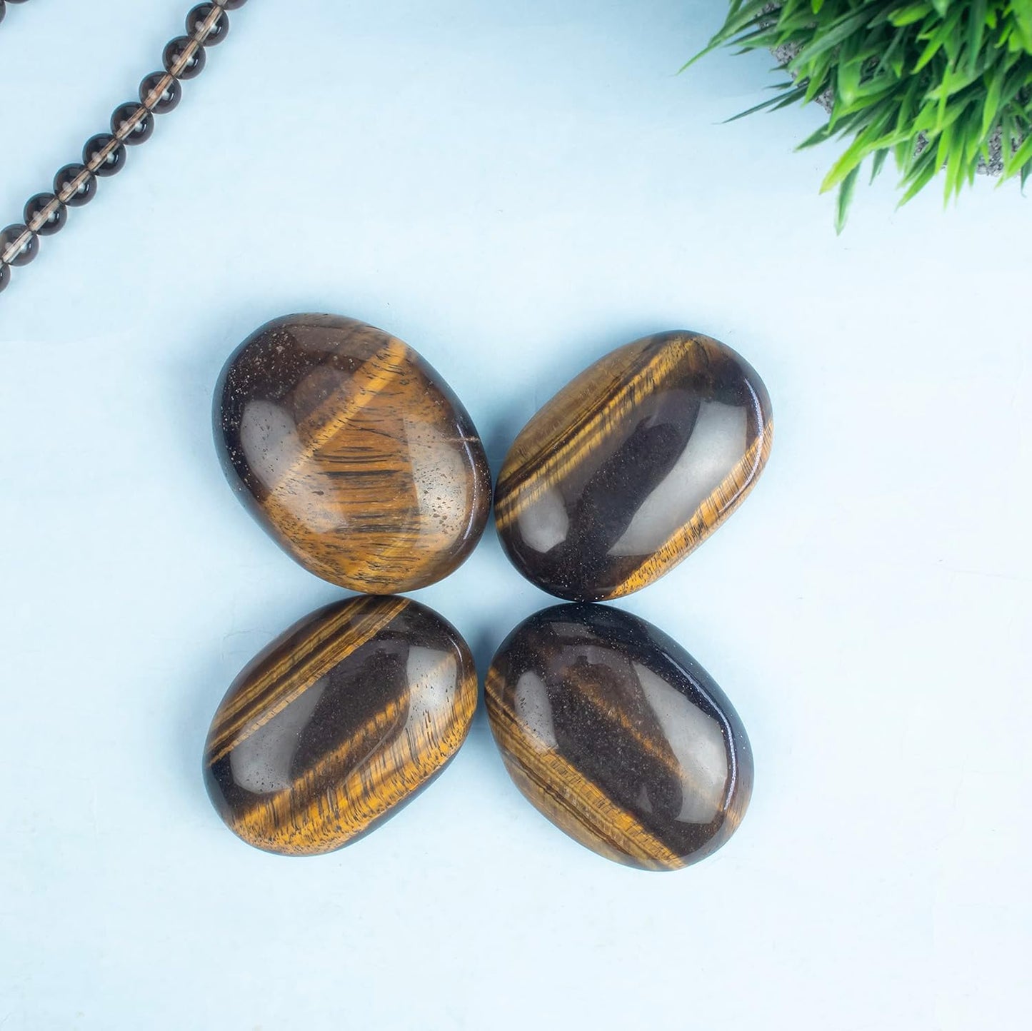 Crocon 50mm Tiger Eye Large Palm Stone 900+ Carats Pocket Worry Stones for Natural Chakra Balancing Reiki Healing Stones and Crystal Healing Spa Energy Crystals Gifts for Women