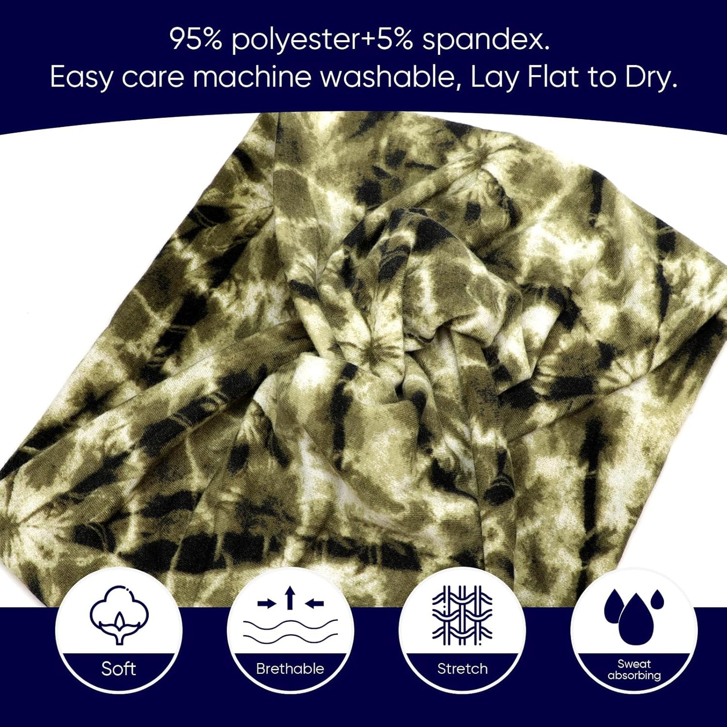 Extra Wide Headbands for Women Large Turban Headband Non Slip Boho Elastic Hairband Hair Twisted Knot Head Bands Accessories