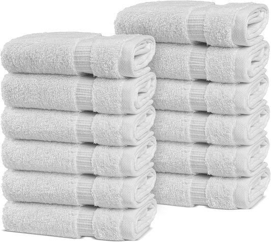 Chakir Turkish Linens | Hotel & Spa Quality 100% Cotton Premium Turkish Towels | Soft & Absorbent (12-Piece Washcloths, White)