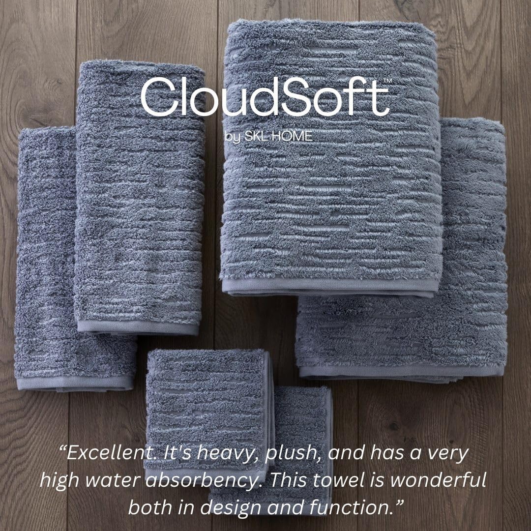 SKL Home CloudSoft Cotton Luxury Bath Towel, Smoke Blue