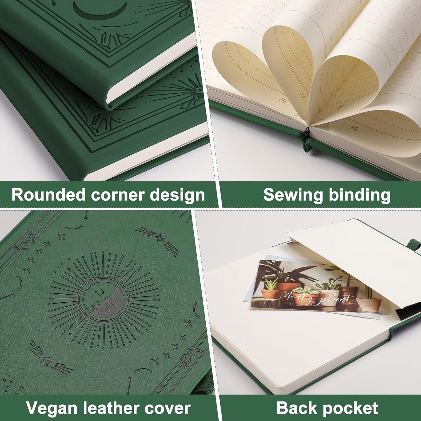 Plain Journal for Women Men, 192 Pages A5 Notebook Journal, Hardcover Notebook with 100Gsm Thick Pages, Leather Note Book for Writing, Travel, Business, Office, Prayer 5.7 x 8.3, Dark Green