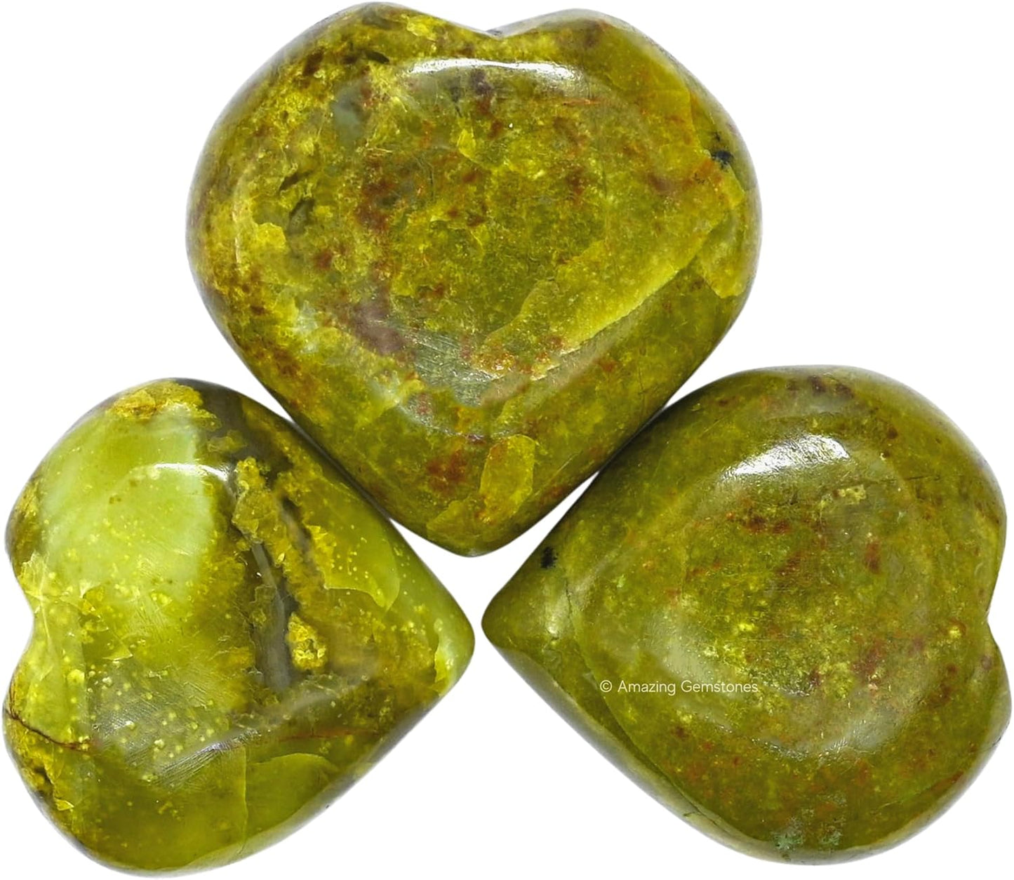 Amazing Gemstone Green Opal Crystal Heart Palm Stone - Pocket Massage Worry Stone for Natural Body Chakra Balancing, Reiki Healing and Crystal Grid