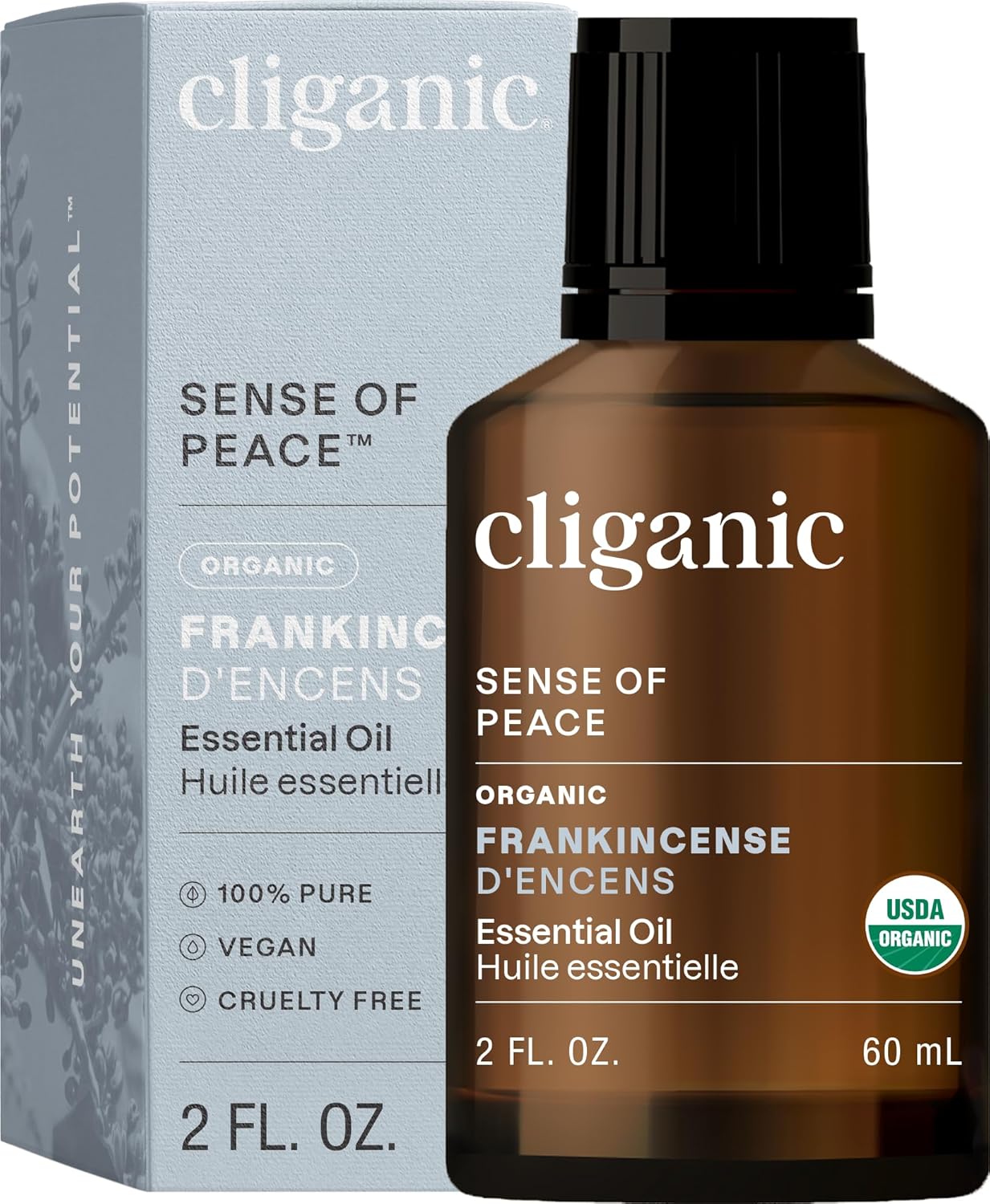 Cliganic Organic Frankincense Essential Oil - 100% Pure Natural for Aromatherapy Diffuser | Non-GMO Verified (Packaging May Vary)