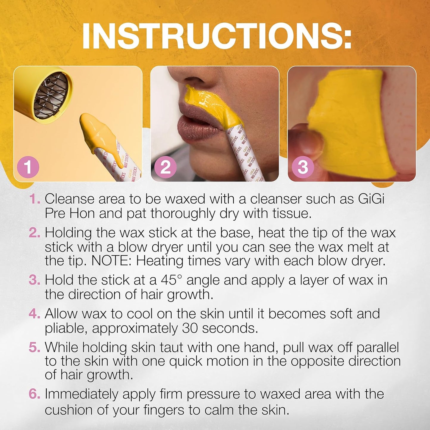 GiGi Wax Sticks for Hair Removal – Hard Wax Kit for Eyebrows, Upper Lip & Chin – No Strip Waxing Sticks, Easy to Use, Heats with Blow Dryer