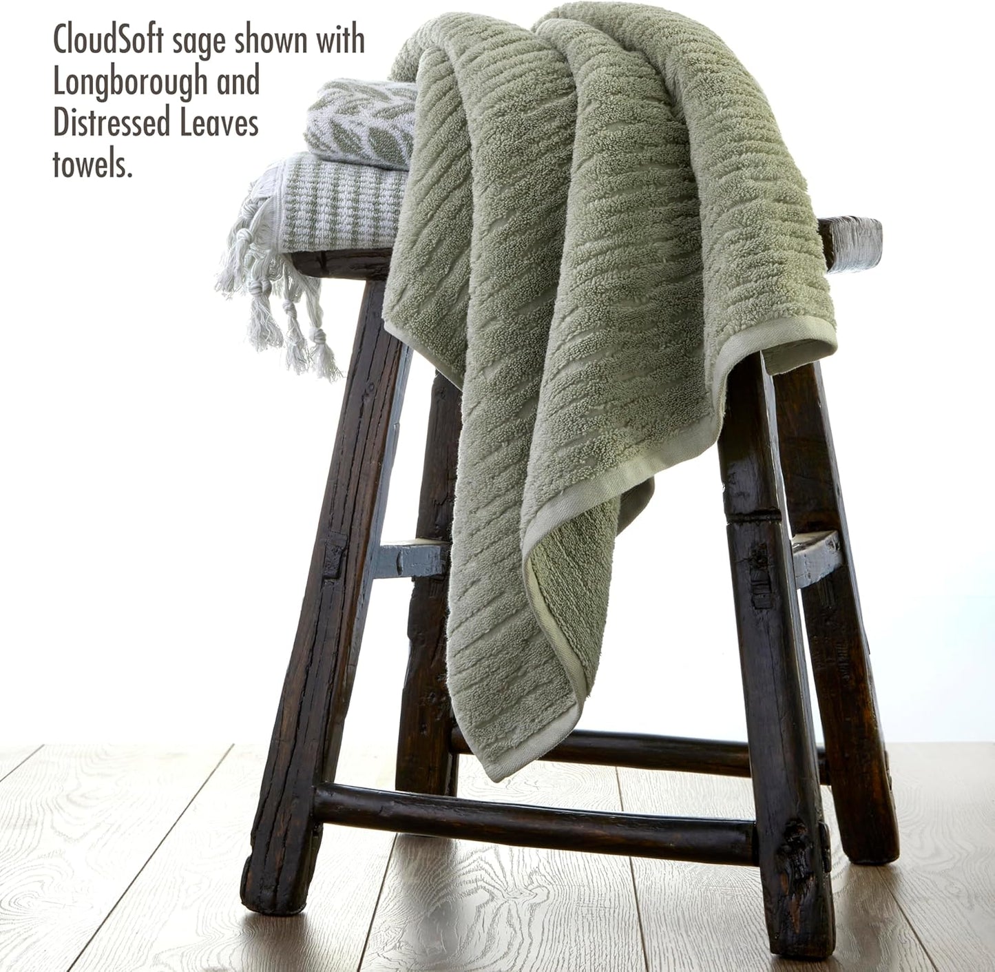 SKL Home CloudSoft Cotton Luxury 4 Pc Bath Towel Set, Sage