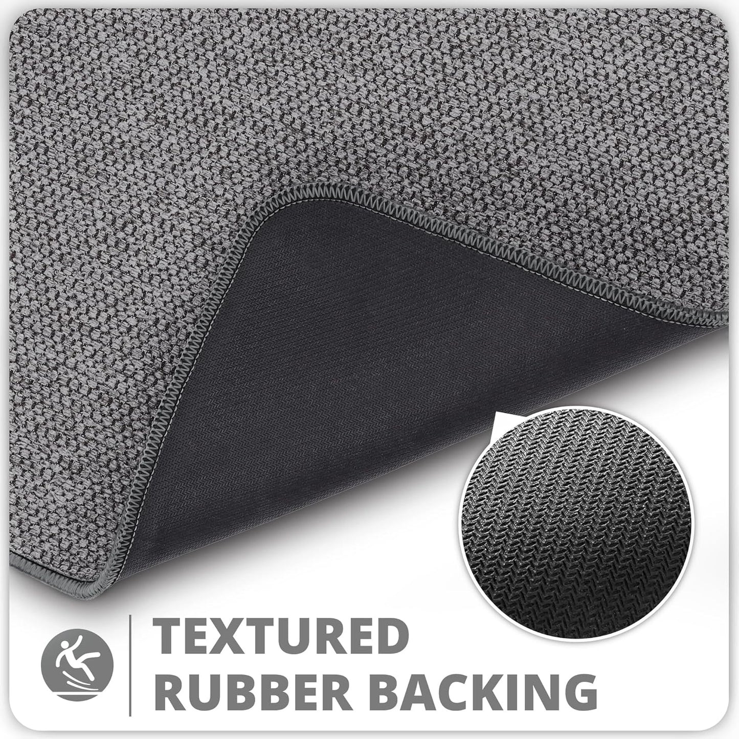 Bath Mat,Ultra Thin Bathroom Rugs,Rubber Bath Mats for Bathroom,No Slip Bath Rugs,Quick Dry,Machine Washable,Low Pile,Absorbent,Shower Outside,Sink,Home Decor Accessories.Dark Grey,1'5"x2'3"(2 Pack)