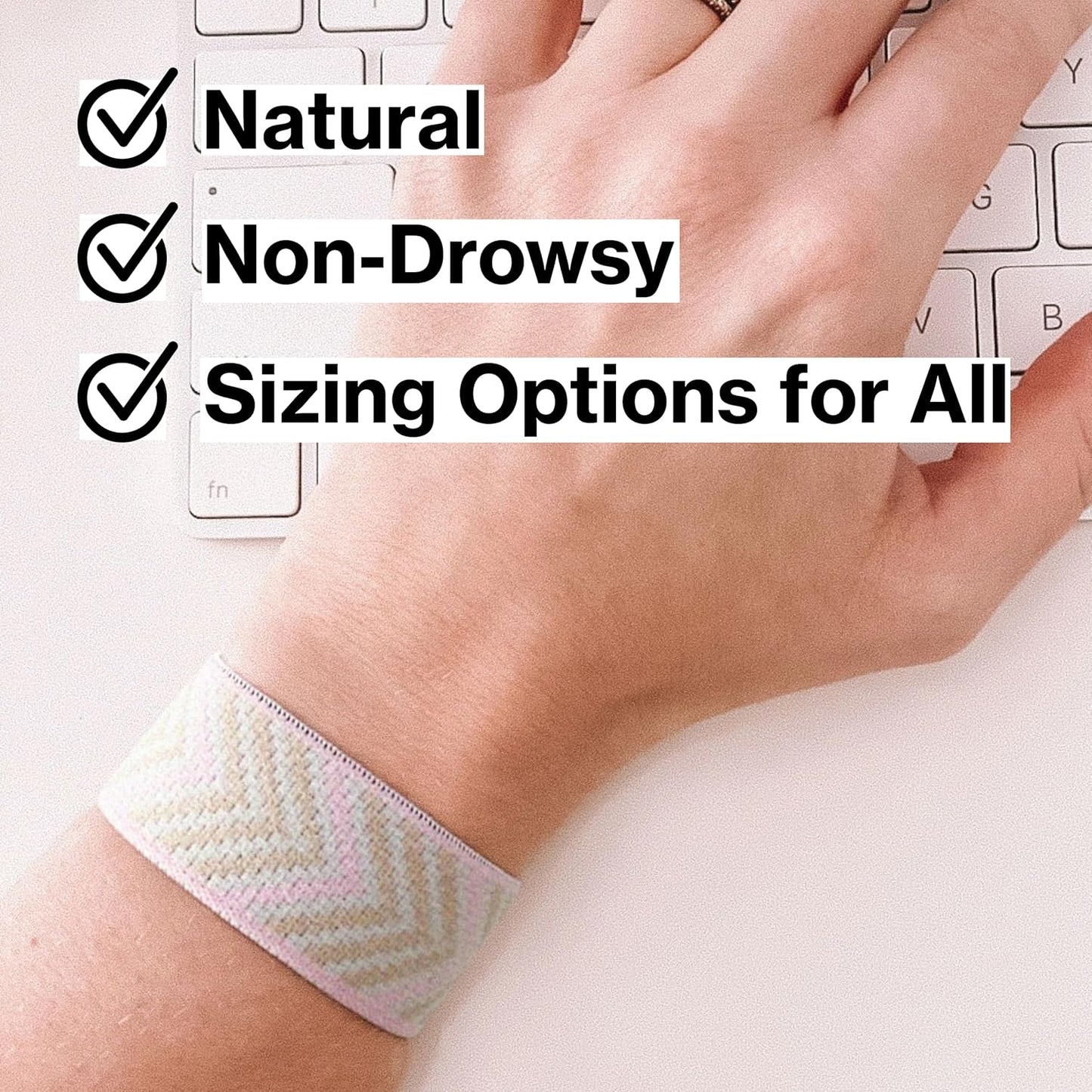 Blisslets Acupressure Relief Band - Cartagena Collection - Parentage (Rosewater/Camel, Large - 6 3/4" - 7 1/2")