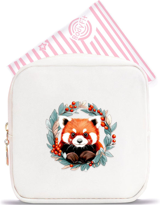 Red Panda Mini Makeup Bag, Red Panda Gift For Women Girls, Cute Portable Zipper Pouch Cosmetic Bag For Teen Girls Kids, Small Storage Bag For Sanitary Pad, Period napkin bag!