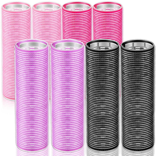 WILLBOND 8 Pcs Long Hair Rollers for Bangs Aluminum Core Curlers Thermal 4.1 x 1.2 Inch Self Grip Roller for Long and Medium Jumbo Hair Women Hairstyle