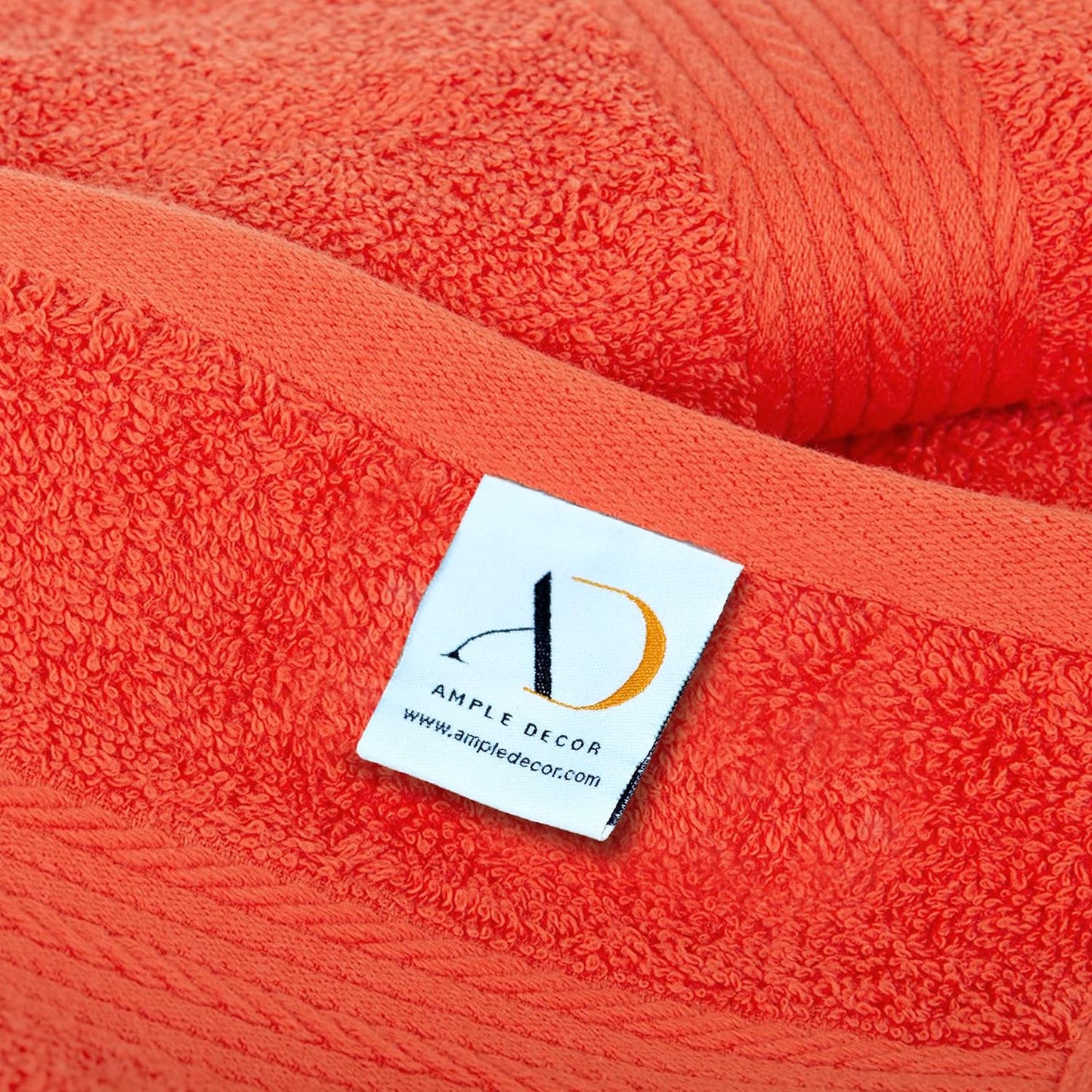 Ample Decor Hand Towel 18 X 28 Inch Pack of 12 600 GSM 100% Cotton, Oeko Tex Certified Soft Absorbent Thick Durable Premium Quality, for Hotel, Bathroom, Spa,Gym - Machine Washable - Orange