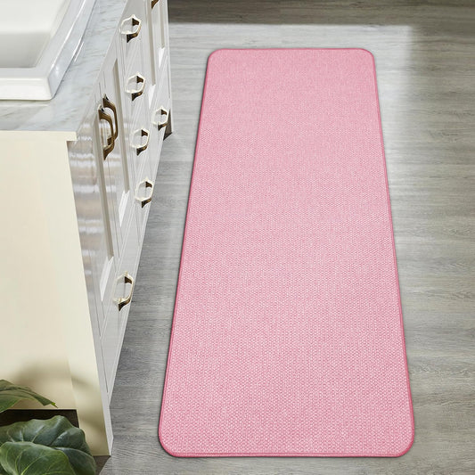 Bath Mat,Ultra Thin Bathroom Runner Rugs,Large Bath Mats for Bathroom,Quick Dry,Non-Slip,Machine Washable,Low Pile,Bath Rug,Shower Outside,Sink,Home Decor Accessories.Pink,2'x5'（24x60inch）
