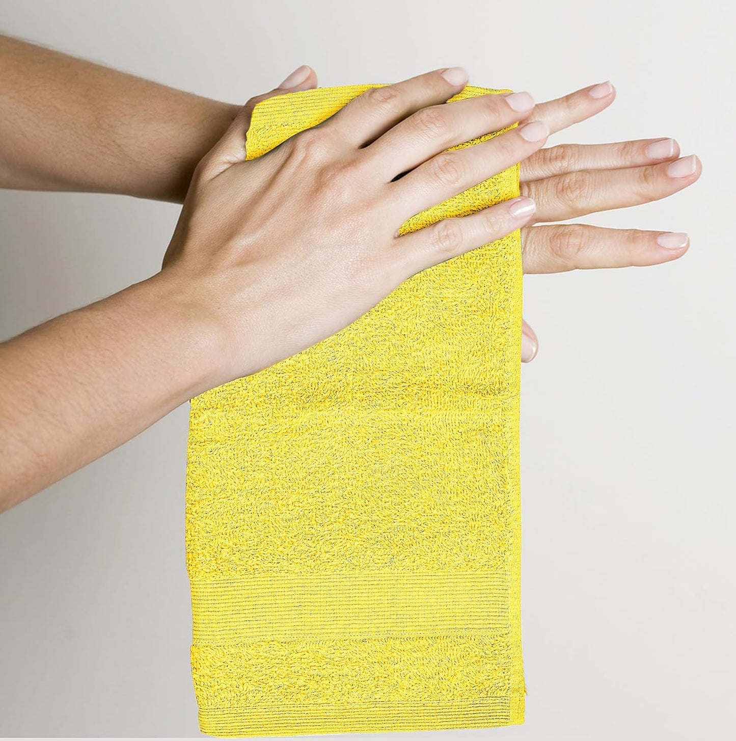 Premium Wash Cloths Pack of 12 (13" x 13") 100% Ring Spun Cotton | Luxury Washcloths | Ultra Soft Face Towels | Highly Absorbent Wash Cloths for face (Yellow)