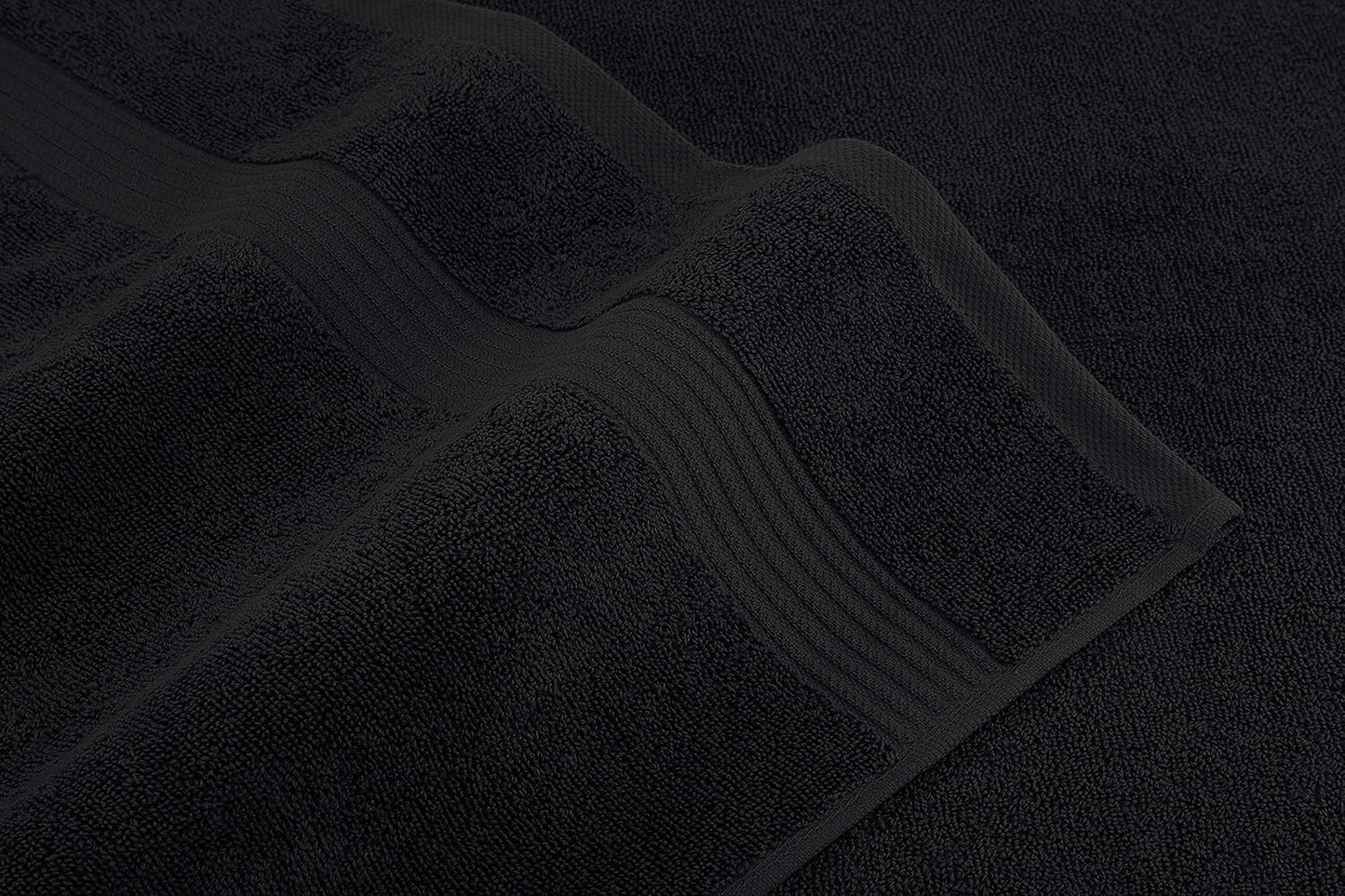 American Veteran Towel, 6 Piece Towel Set for Bathroom, 100% Cotton Turkish Bathroom Towels, 2 Bath Towels 2 Hand Towels 2 Washcloths, Black