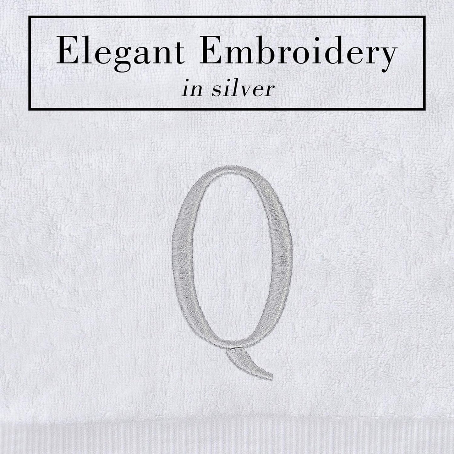 Monogrammed Hand Towels for Bathroom - Luxury Hotel Quality Personalized Initial Decorative Embroidered Bath Towel for Powder Room, Spa - GOTS Organic Certified - Set of 2 Letter Q