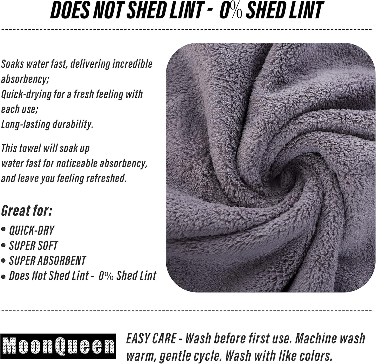 MOONQUEEN 6 Pack Premium Hand Towels - Quick Drying - Microfiber Coral Velvet Highly Absorbent Towels - Multipurpose Use as Hotel, Bathroom, Shower, Spa, Hand Towel 16 x 28 inches (Light Grey)