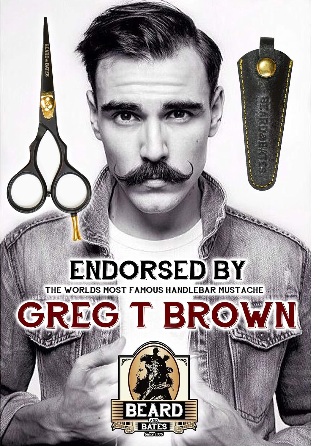 BEARD & BATES 1878 Black Label Shears | Premium Grooming Scissors with Holster for Beards and Mustaches