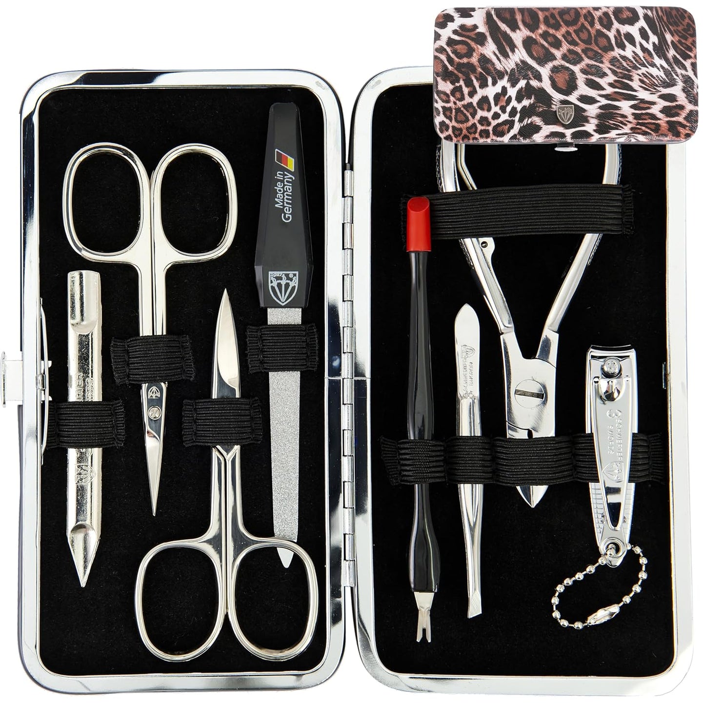 3 Swords Germany - brand quality 7 piece manicure pedicure grooming kit set for professional finger & toe nail care scissors clipper fashion leather case in gift box, Made by 3 Swords Germany (6318)
