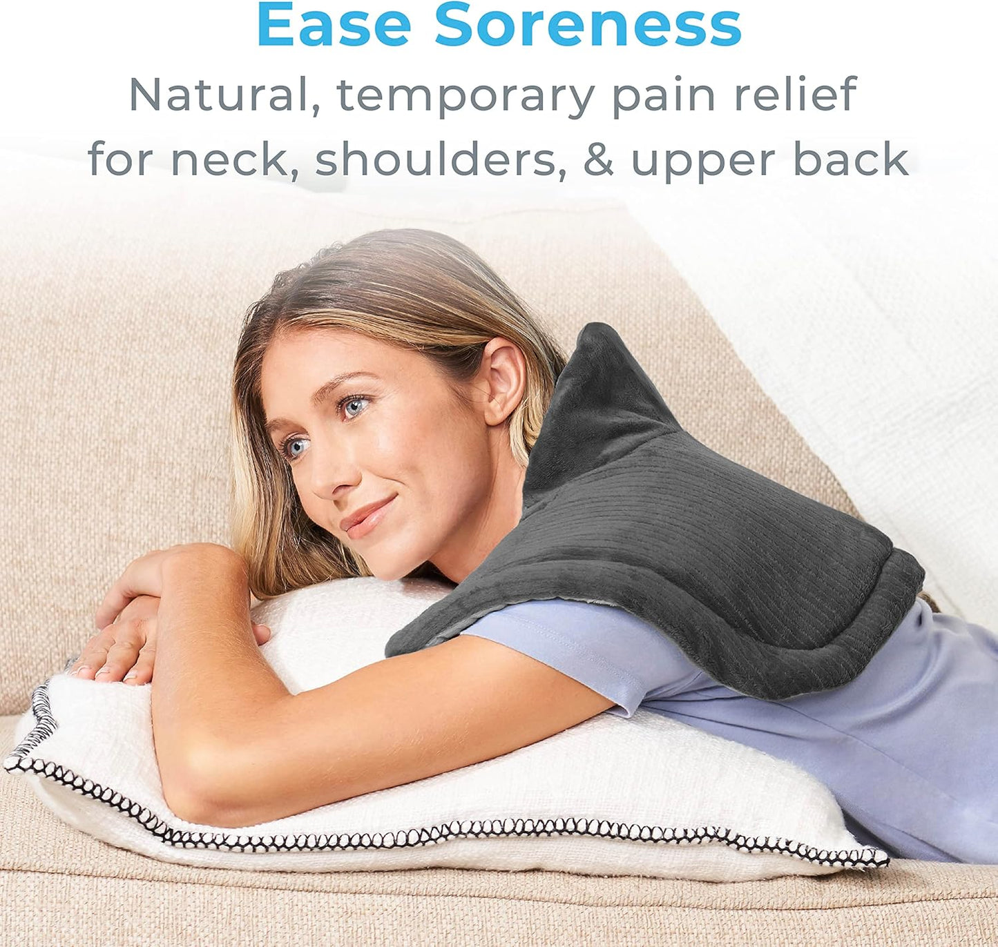 Pure Enrichment PureRelief Neck & Shoulder Heating Pad - 4 Heat Settings, Auto Shut-Off, Universal Fit, Magnet Closure, Soft Micromink, Storage Bag, 5-Year Warranty, Machine Wash (Charcoal Gray)