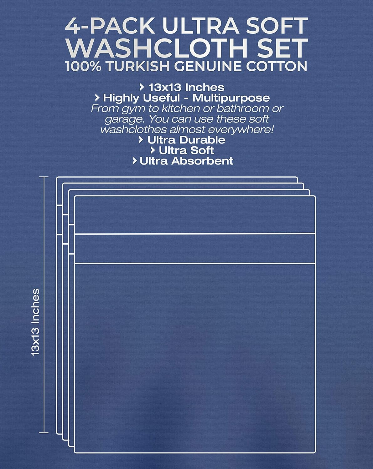 American Veteran Towel, 100% Cotton Turkish Washcloths for Bathroom Essentials 4 Pack, Soft Absorbent Wash Cloths Quick Drying Small Towels Washrags, Sage Green