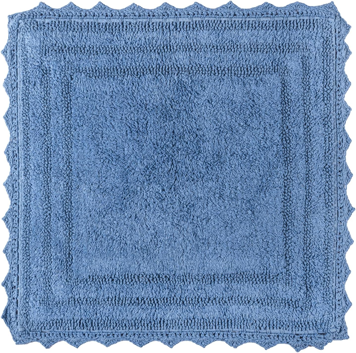 RAJRANG Parisian Blue Bath Mat 24 Inches Soft Absorbent Cotton Crochet Bath Rug for Bathroom Kitchen Spa Hotel
