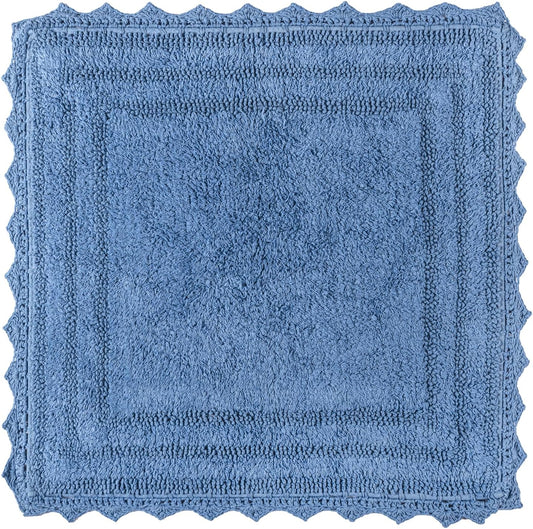 RAJRANG Parisian Blue Bath Mat 24 Inches Soft Absorbent Cotton Crochet Bath Rug for Bathroom Kitchen Spa Hotel