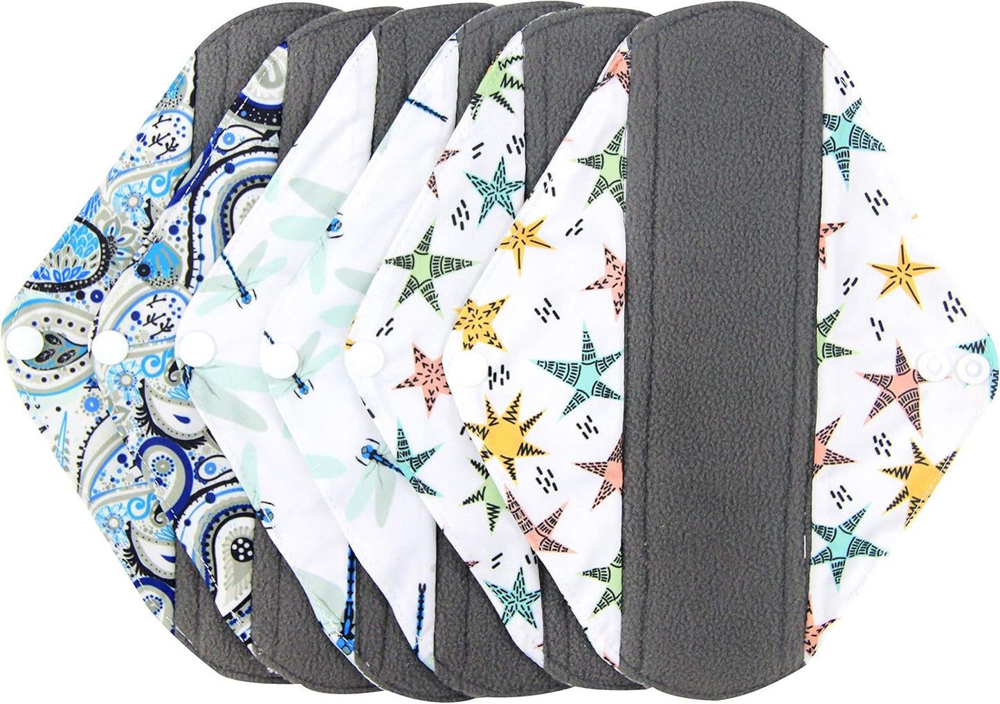 7pcs Set 1 pc Mini Wet Bag +6pcs Absorbent Reusable Sanitary Pads/Washable Cloth Menstrual Pads (L,Elegant)…