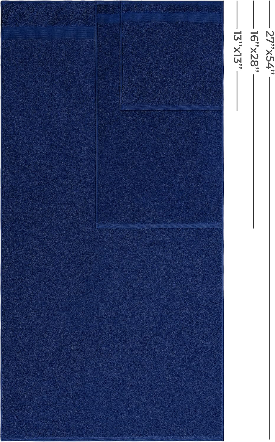 American Veteran 100% Cotton Turkish 6 Piece Luxury Towel Set - 2 Bath, 2 Hand, 2 Washcloths in Navy Blue