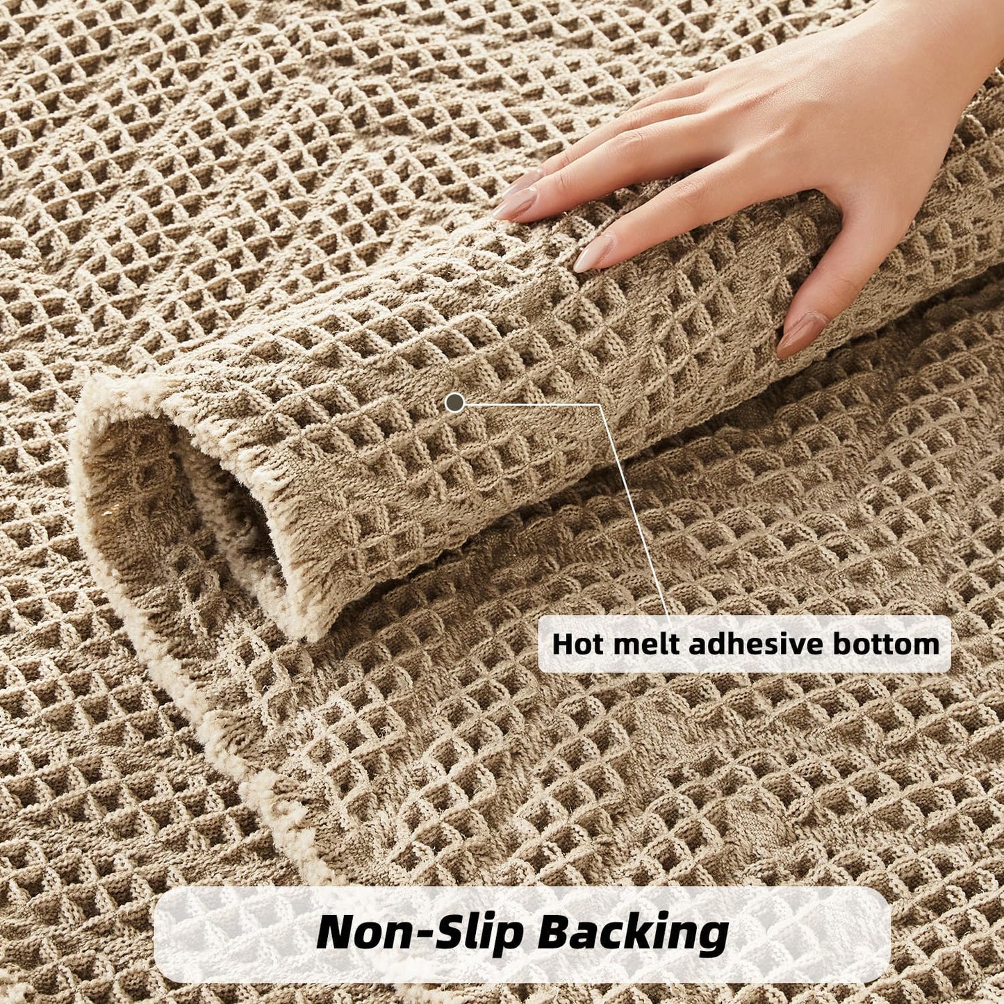 Bathroom Rugs Super Absorbent Boho Bath Mats Non Slip Washable Rugs for Bathroom Quick Dry Floor Mat, Ultra Soft Waffle Bath Mat,Brown,17"*24"