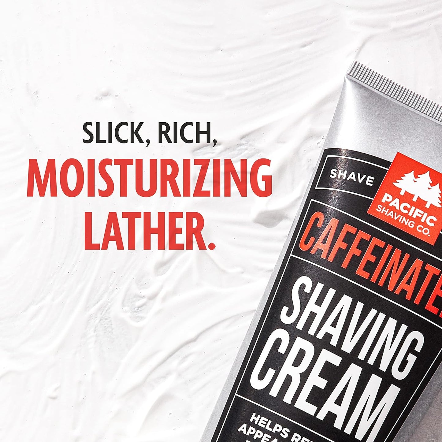 Pacific Shaving Company Caffeinated Shaving Cream - Shea Butter + Spearmint Antioxidant Shaving Cream with Caffeine - Clean Formula for Hydrating, Redness Reducing + Irritation-Free Shave (3.4 Oz)