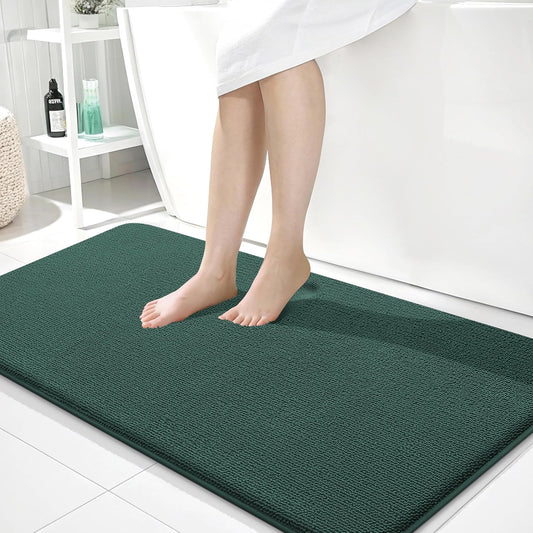 OLANLY Thick Memory Foam Bath Mat Rug 44x24, Extra Soft Absorbent Bathroom Rug, Quick Dry Bath Mats, Non-Slip, Washable Carpet for Bathroom, Tub and Shower, Home Decor Accessories, Blackish Green