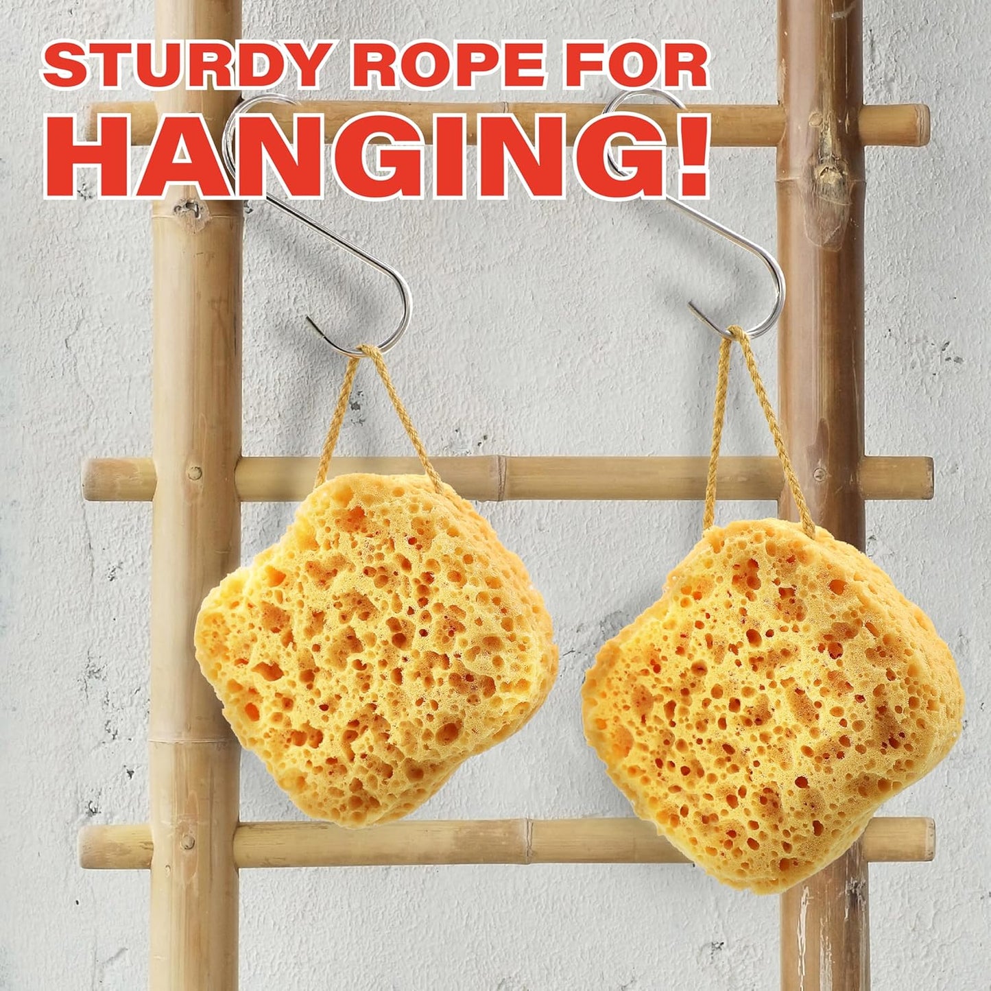 myHomeBody Bath Sponge, Foam Loofah, Body Scrubber for Bathing, Exfoliating Shower Pouf for Shower - Large Size, Lots of Lather, Square, 3 Pack