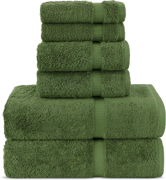 Chakir Turkish Linens Luxury Spa and Hotel Quality Premium Turkish Cotton 6-Piece Towel Set (2 x Bath Towels, 2 x Hand Towels, 2 x Washcloths)