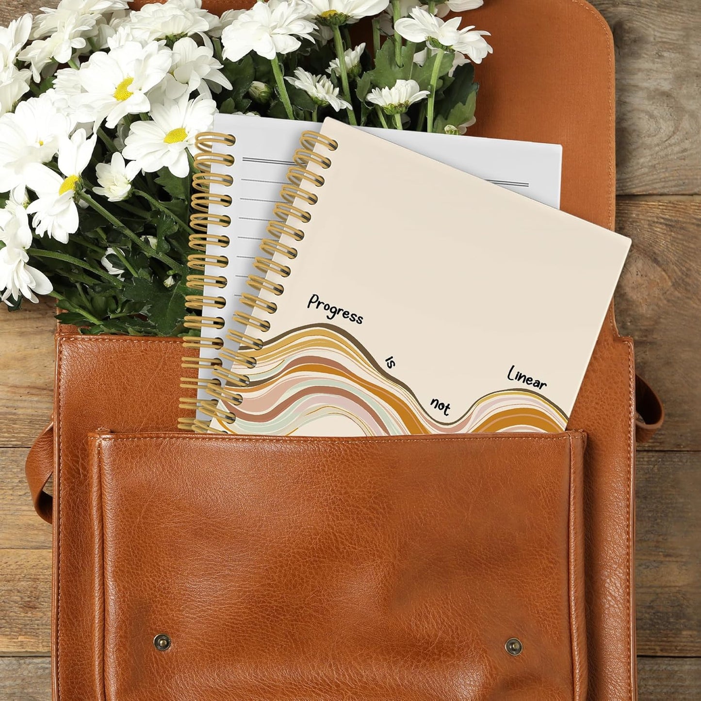 Positive Affirmation Notebook,Therapy Office Gifts, Mental Health School Psychology Counselor Gifts Notebooks, Anxiety Relief Progress Is Not Linear Hardcover Spiral Notebook 5.5x8.7 Inch