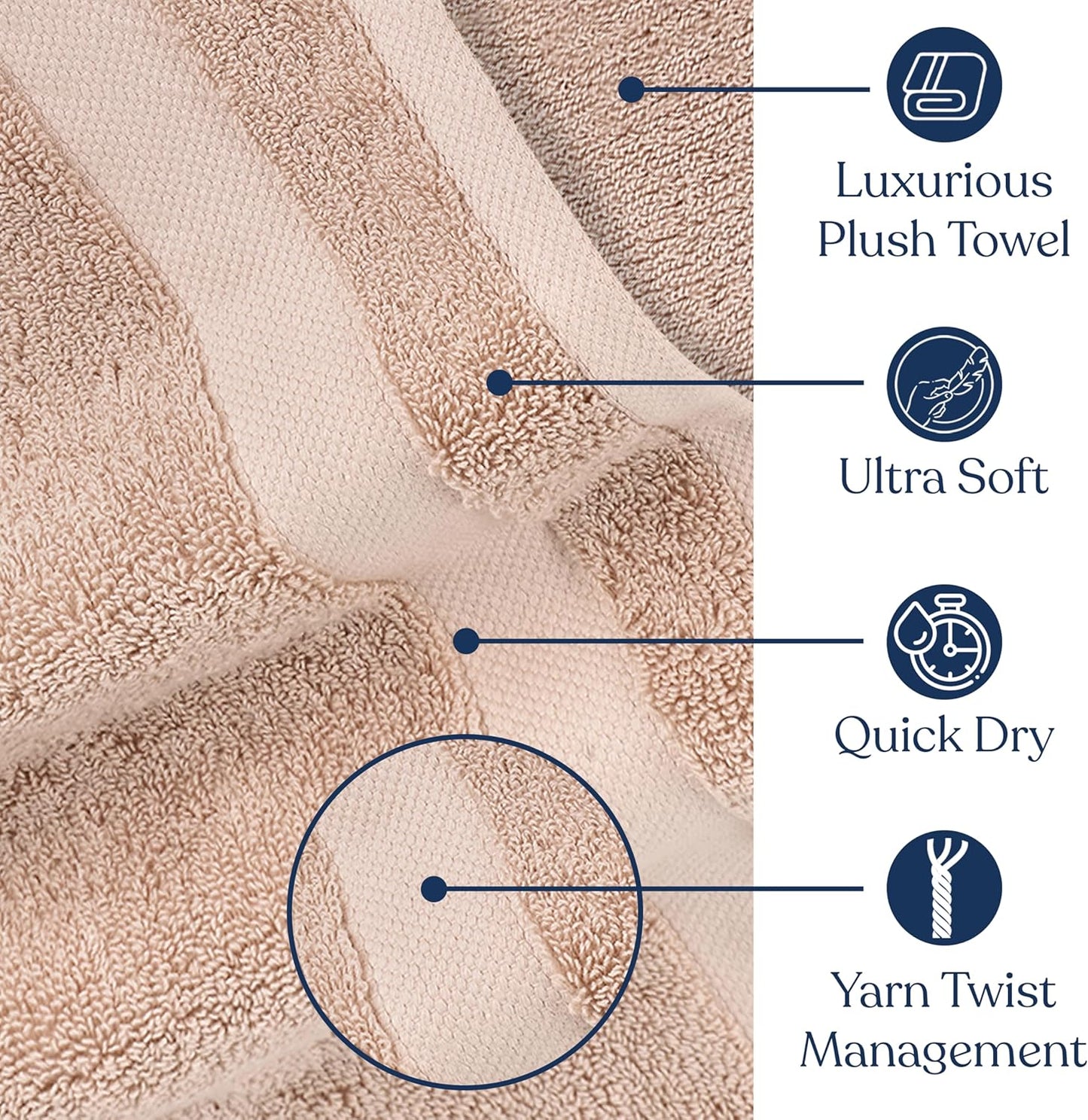 Delara Organic Cotton Luxuriously Plush Bath Towel Pack of 4 | GOTS & OEKO-TEX Certified | Premium Hotel Quality Towels | Feather Touch Technology|650 GSM Long Staple|Soft, Quick Dry & Ultra-Absorbent