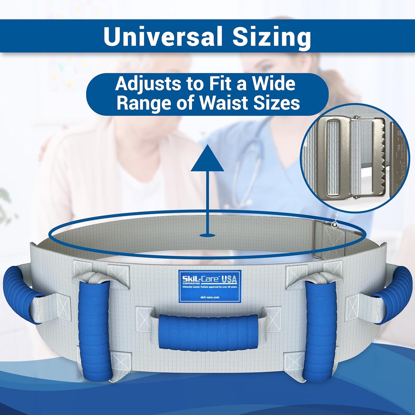 Skil-Care Multi-Grip Gait Belt with Handles for Seniors up to 350lbs, Transfer Belt for Elderly and Disabled, Physical Therapy Equipment for Lift Assist, Walking Aids, Gait Belts for Seniors, 252220