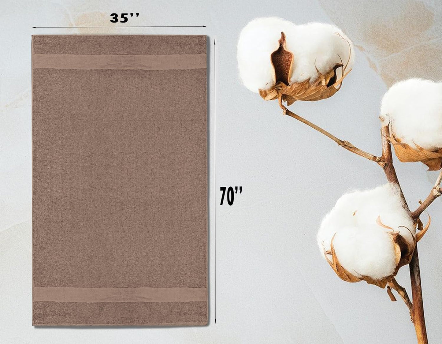 100% Cotton Luxury Bath Sheets - Pack of 2 (35" x 70") | Super Soft, Quick-Dry & Highly Absorbent Towels for Bathroom, Home, Spa & Gym (Taupe)