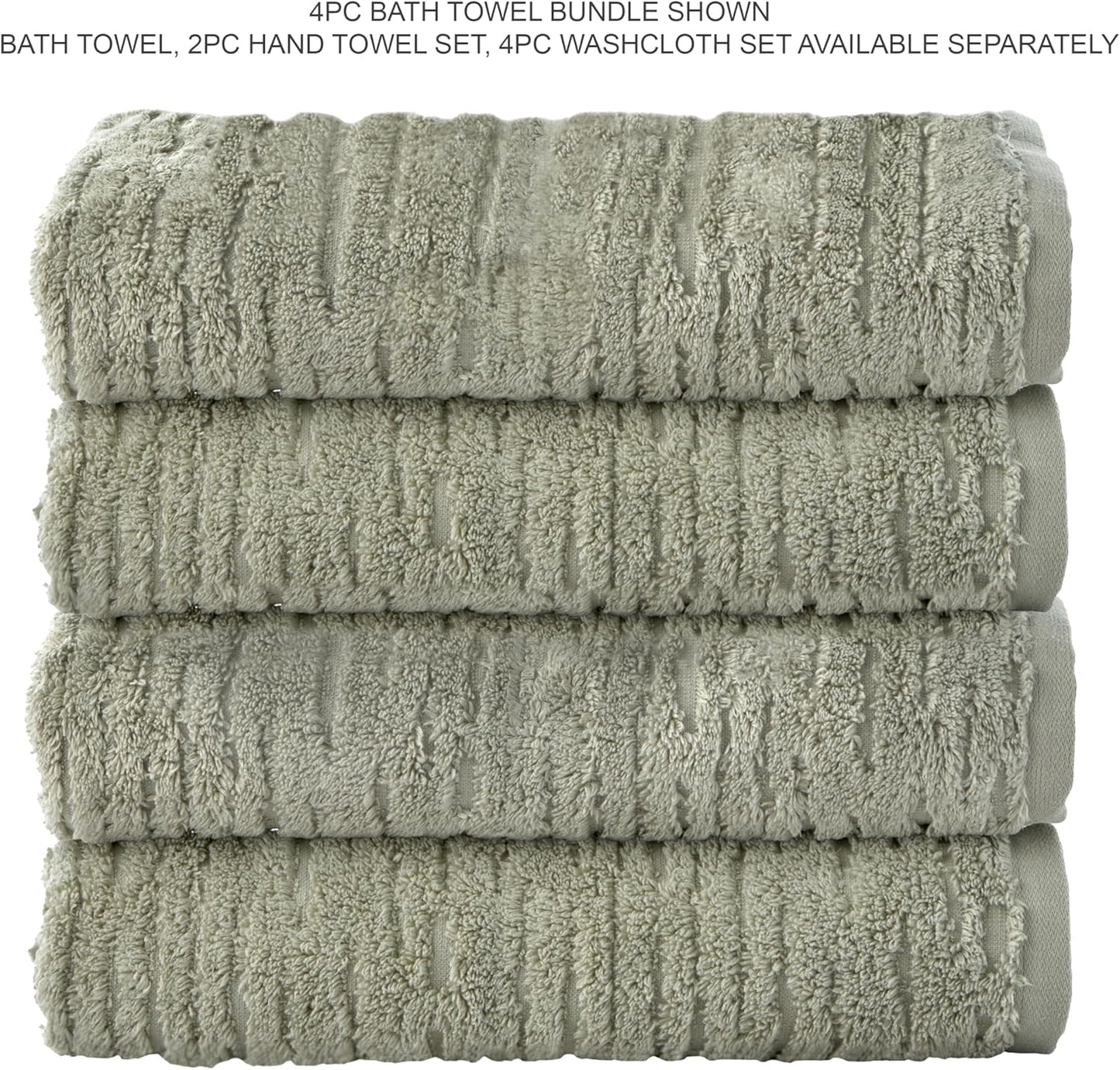 SKL Home CloudSoft Cotton Luxury 4 Pc Bath Towel Set, Sage